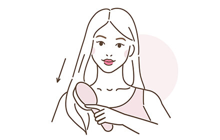 毛先をとかす